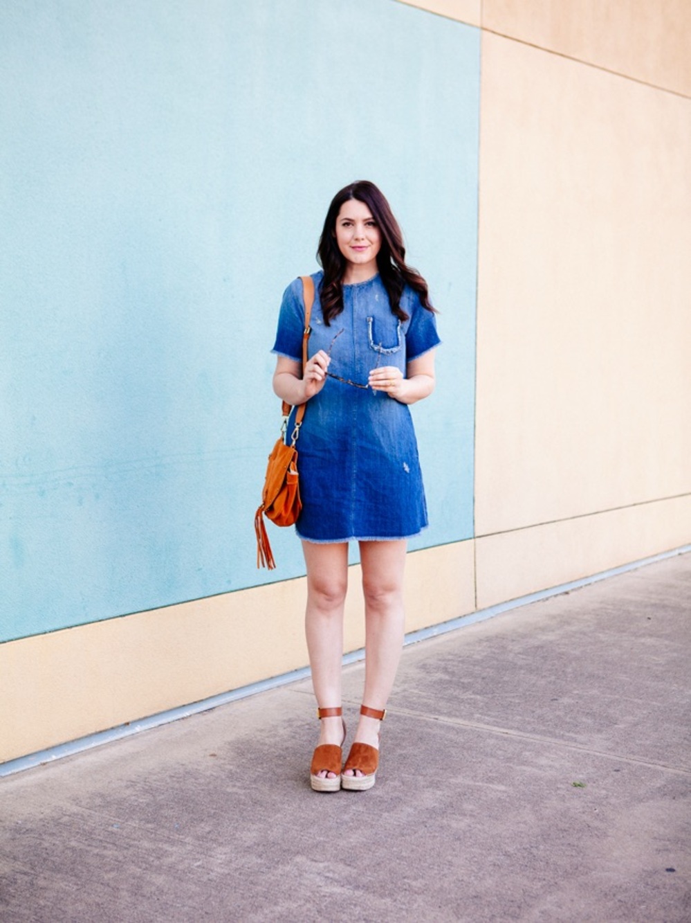 Current/Elliott Blue Denim Mini Shift Dress